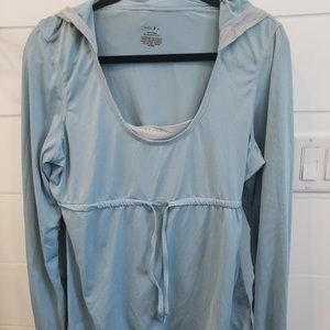 Long sleeved, light blue, exercise layer